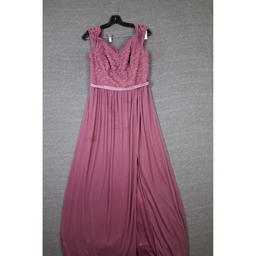 Davids Bridal Dress 10 Chianti Purple F1995 Off‎ Shoulder Bridesmaid NEW Flaw